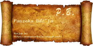 Paszeka Béla névjegykártya